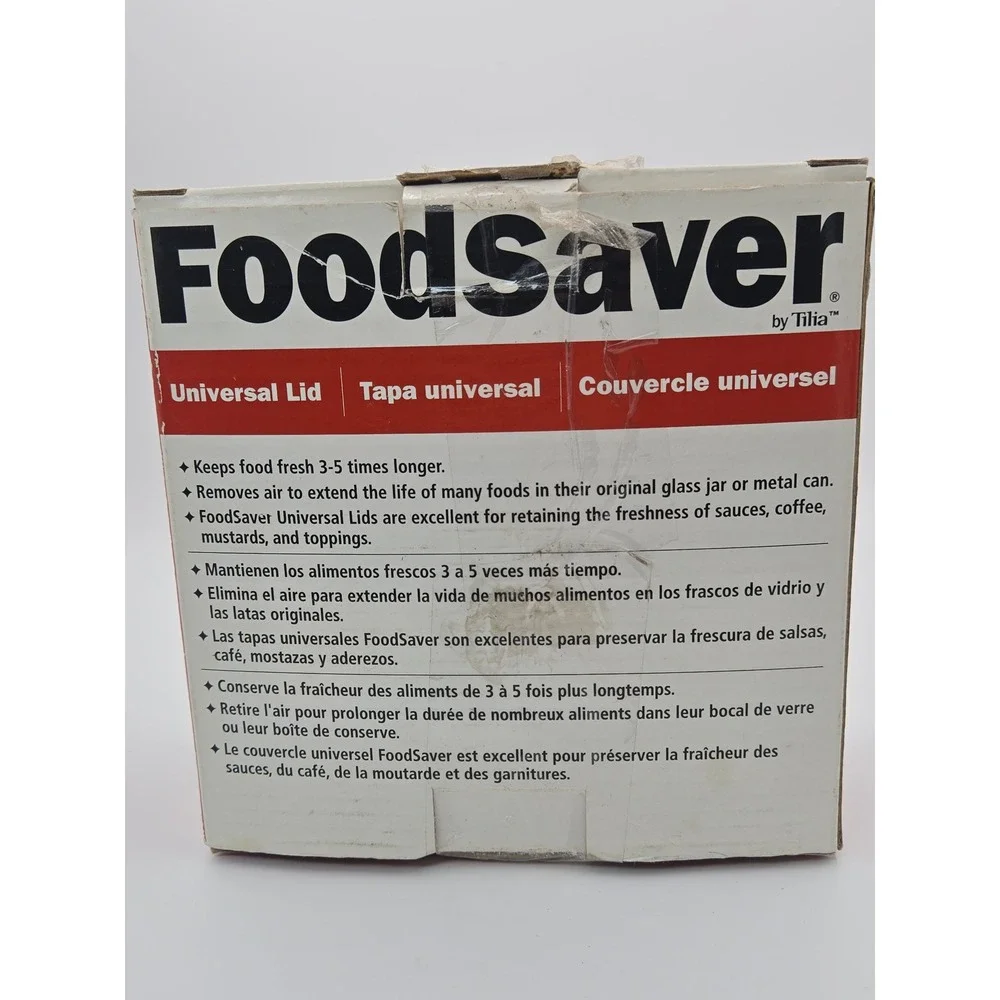 FoodSaver by Tilia Universal Lids Set of 3 Vacuum Seal 4in and 5.5in